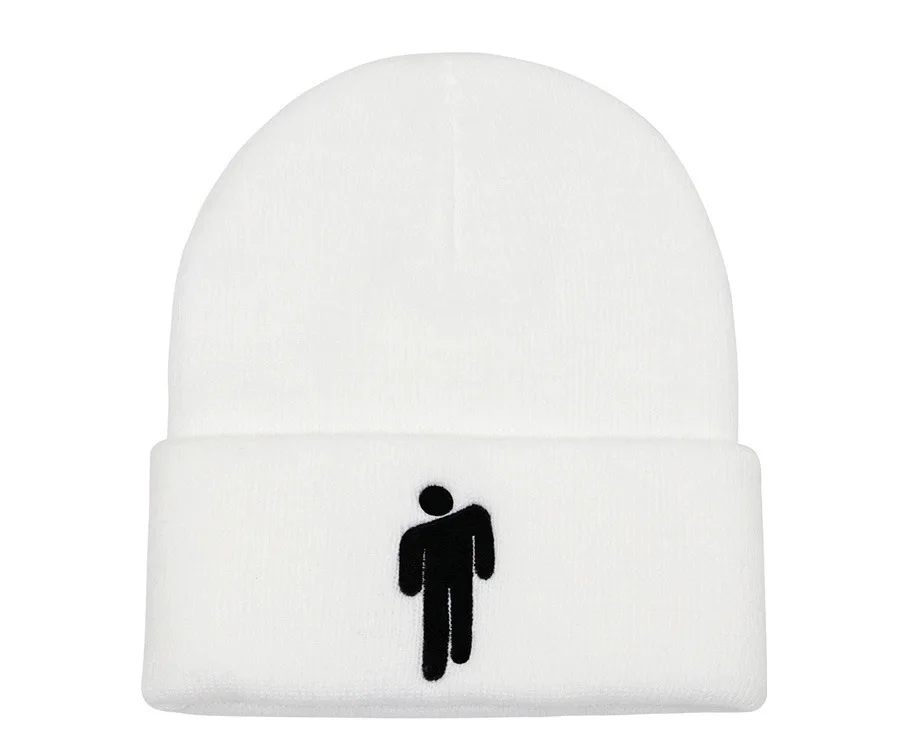 Повседневная вязаная шапка Billie Eilish, зимняя женская шапка, мужская шапка в стиле хип-хоп, унисекс, для взрослых, Прямая поставка - Цвет: Белый