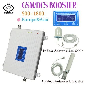 

ZQTMAX 900 1800 signal booster 2g 4g Mobile Signal Amplifier 70dB lte data repeater Dual Band with 12dBi antenna accessories