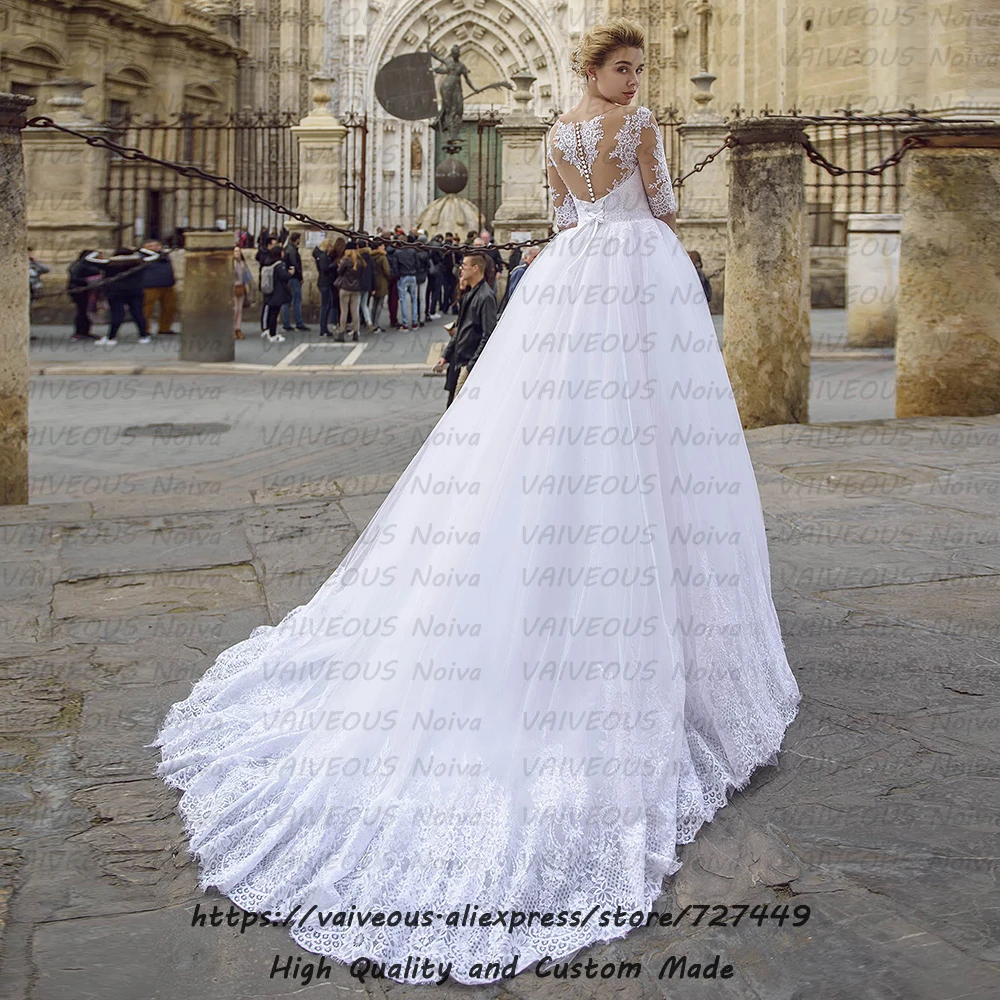 Изготовленный на заказ белый кружевной халат de Mariee сексуальный сзади Boho свадебный наряд с рукавами дешевое свадебное платье принцессы платье невесты