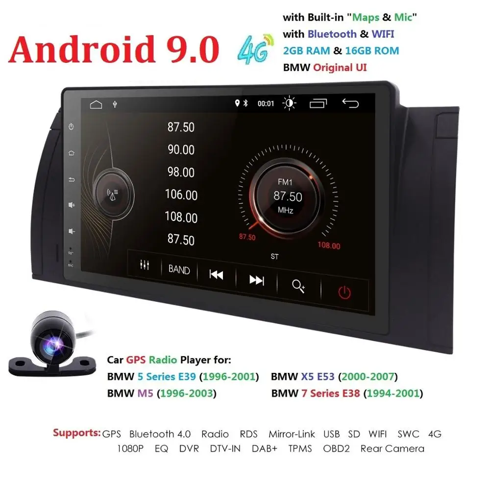 Excellent Hizpo Car Multimedia player Stereo System Android 9.0 GPS Autoradio 1 Din For BMW/E46/M3/Rover/3 Series RAM 4G WIFI FM Radio DAB 1