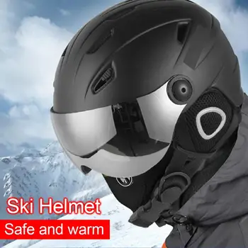 

Winter Warm Snowboard Skiing Safety Sled Sledge Scooter Helmet Protection Cap Half-covered Ski Helmet with Goggles Visor