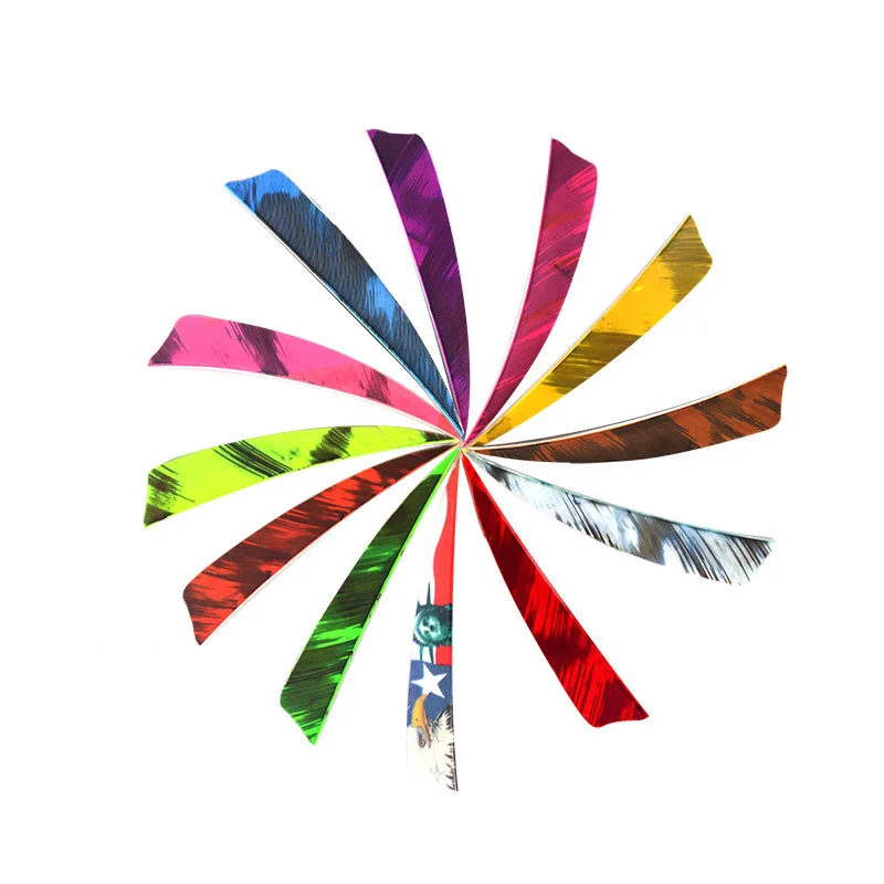 

50 Pcs 4 Inch 12 Colors Shield Turkey Feathers Arrow Feather Fletching For Any Wooden & Bamboo Arrow For Archery Hunting