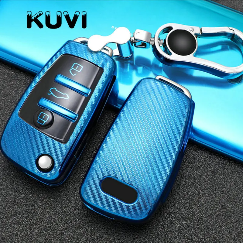TPU чехол для автомобиля складной ключ крышка Audi A3 8L 8P A4 B6 B7 B8 A6 C5 C6 4F RS3 Q3 Q7 TT 8V S3