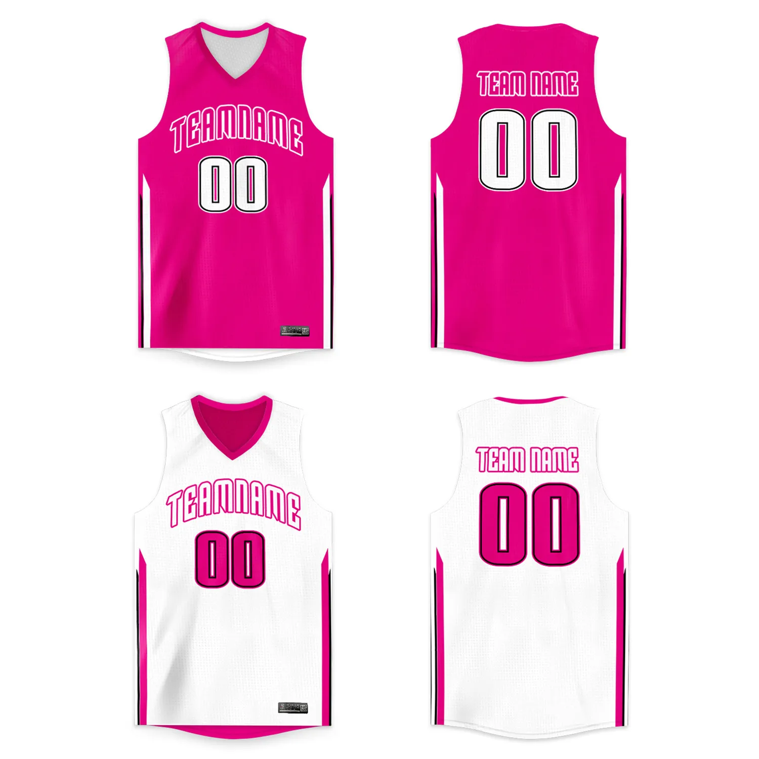 Basketball Jersey Full Sublimated Team name and Numbers Reversible Sports Tank top Breathable Loose Men/Kid V-neck shirts