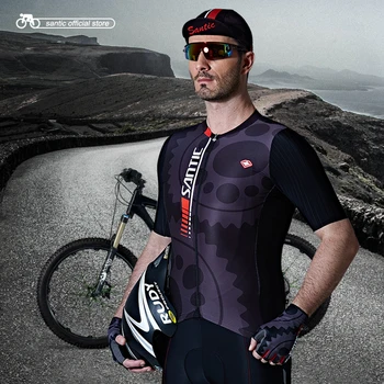 

Santic Men Cycling Jersey Pro Fit N-FEEL Antislip Short Sleeve Cuff Road Bike MTB Short Sleeve Riding Shirt Asian sizeM7C02111
