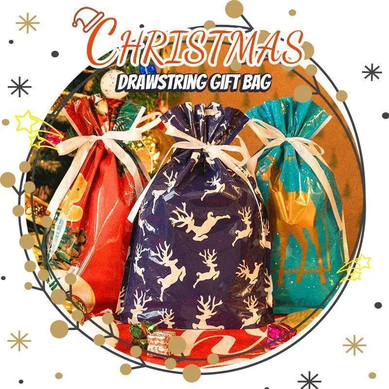 15Pcs Santa Gift Bag Candy Snowflake Crisp Drawstring Merry Christmas Decorations for Home New Year 2021 Dropshipping | Дом и сад