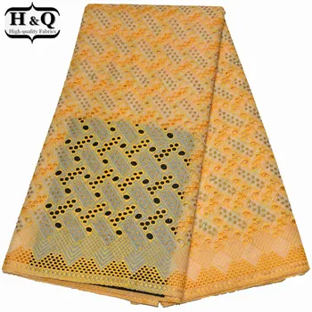 

Yellow African Dry Lace Fabric High Quality Swiss Voile Lace In Switzerland 100% Cotton Nigerian Lace Fabric Christmas Gown
