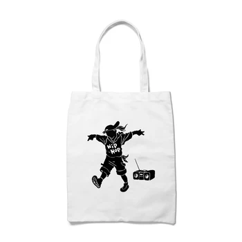 

Hip Hop Letter Print Custom Printing Logo Shopping Handle Teach Student Book Gift Bag Tote Bag Cotton Cloth For Women Girl Lady