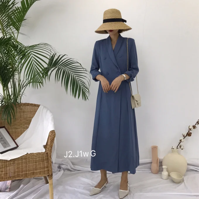 Женские блейзеры в Корейском стиле весна 2018 однотонные элегантные сверхдлинные