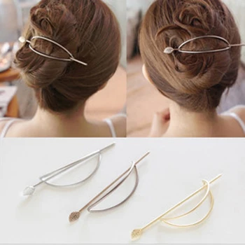 

1Pcs Oval Hollow Tree Leaves Hairpins 3 Colors For Choice Simple Metal Hair Barrettes For Elegant Women Girls Hair Accessories