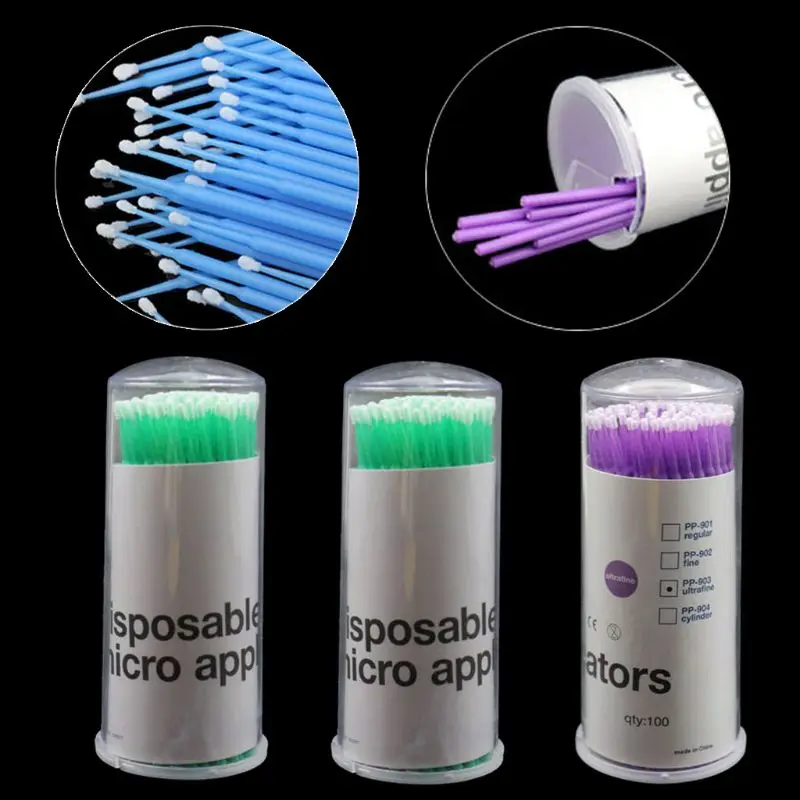

100pcs/lot Micro Brushes Eyelash Extension Make Up Eye Lash Glue Brushes Disposable Applicators Sticks Makeup Tools X5XC