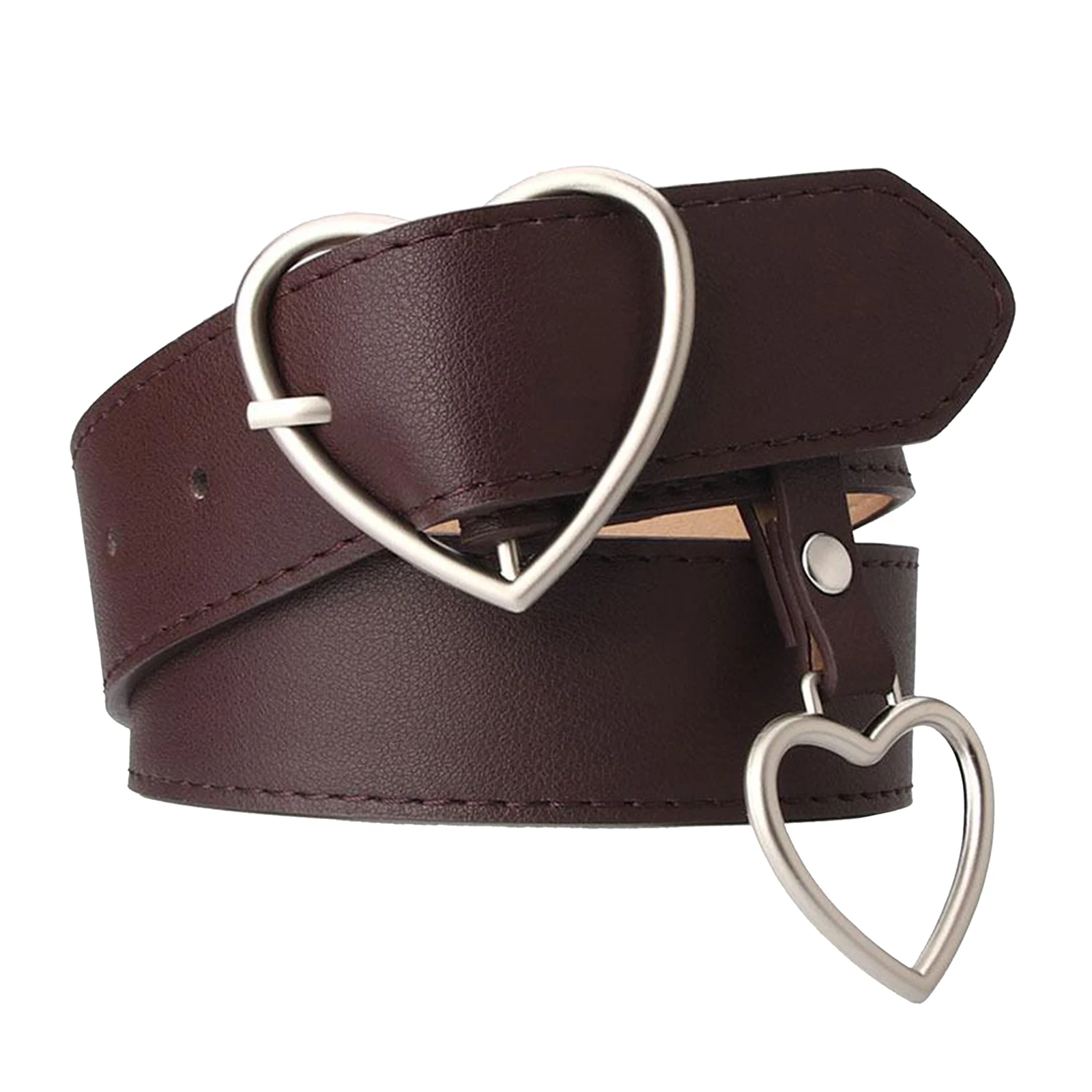 Heart Shaped Belt, Wide Faux Leather Waist Belts with Pin Buckle for Women Girls Jeans Pants Dresses Accessories