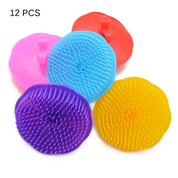 

12 Scalp Massager Shampoo Brush Massage Hair Brush Floriated Shower Comb For Deep Cleaning Hair Salon Beard Tool Round Hairbrush