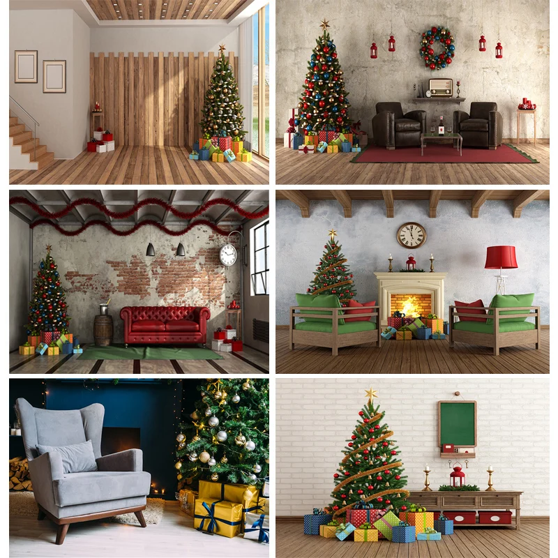 

SHENGYONGBAO Christmas Photography Backdrops Room Tree Party Decor Baby Portrait Photo Background For Photo Studio 20106ZSD-02