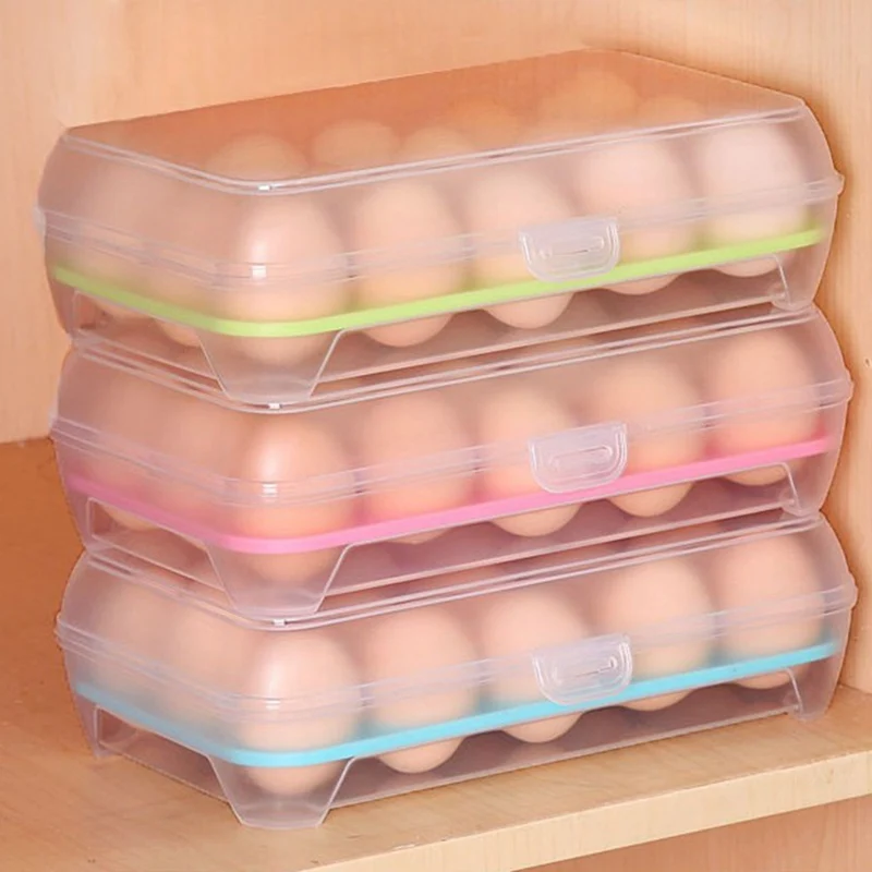 

Portable 15 Cell Egg Storage Box Practical Egg Refrigerator Fresh Box Eggs Holder Case Kitchen Food Storage Container