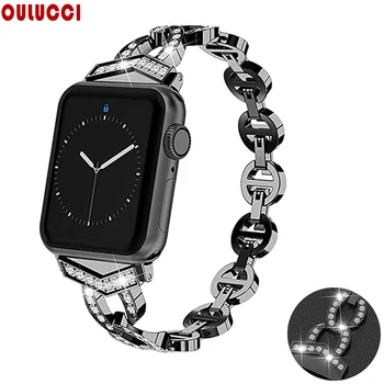 

OULUCCI 38mm/40mm/42mm/44mm women Diamond Band stainless steel strap apple watch band for iwatch series 5 4 3 2 1Wristband