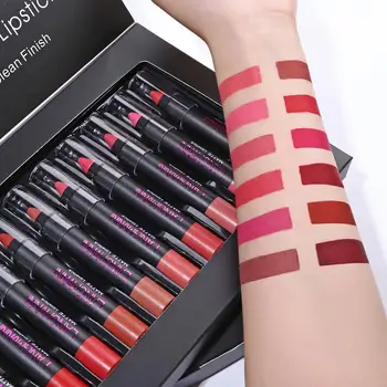 

Set Of 12 Red Plastic Makeup Lipstick Set Non-Stick Matte Lipstick Lipstick High Moisturizing Value Cup Waterproof Y3K1