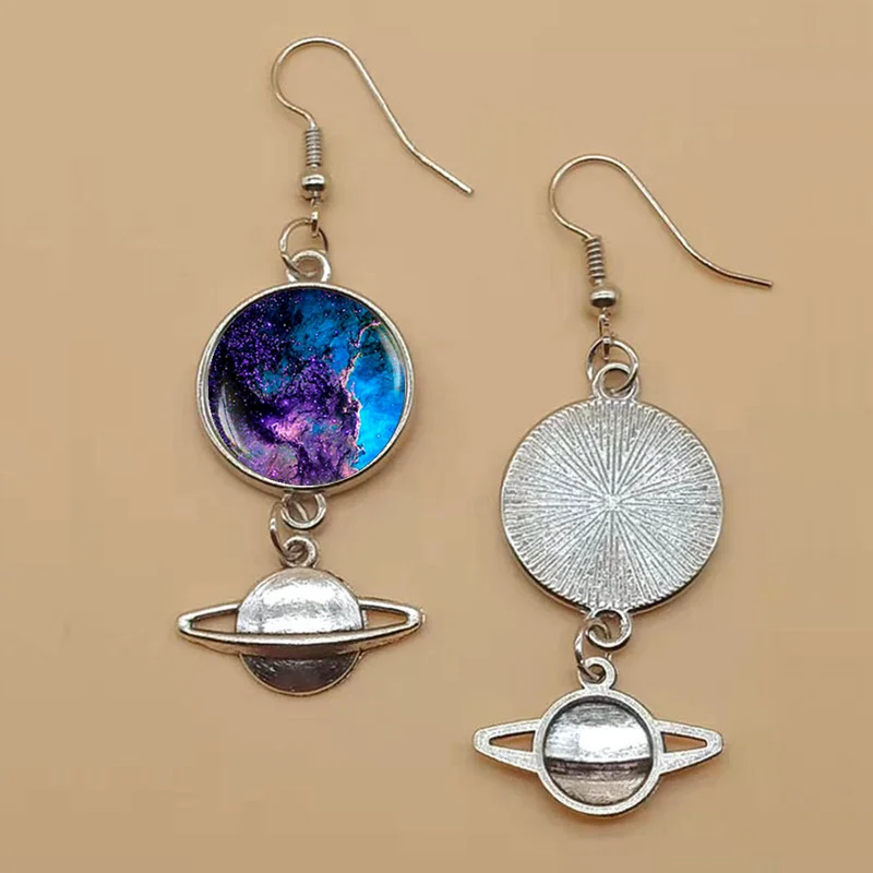 Серьги Galaxy Nebula Saturn серьги в космосе астрономические ювелирные изделия