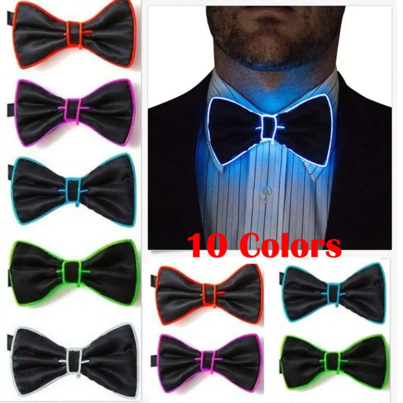 Светодиодный светящийся мужской галстук-бабочка, светящийся мигающий для танцевальной вечеринки, рождественской вечеринки, украшения для вечеринки