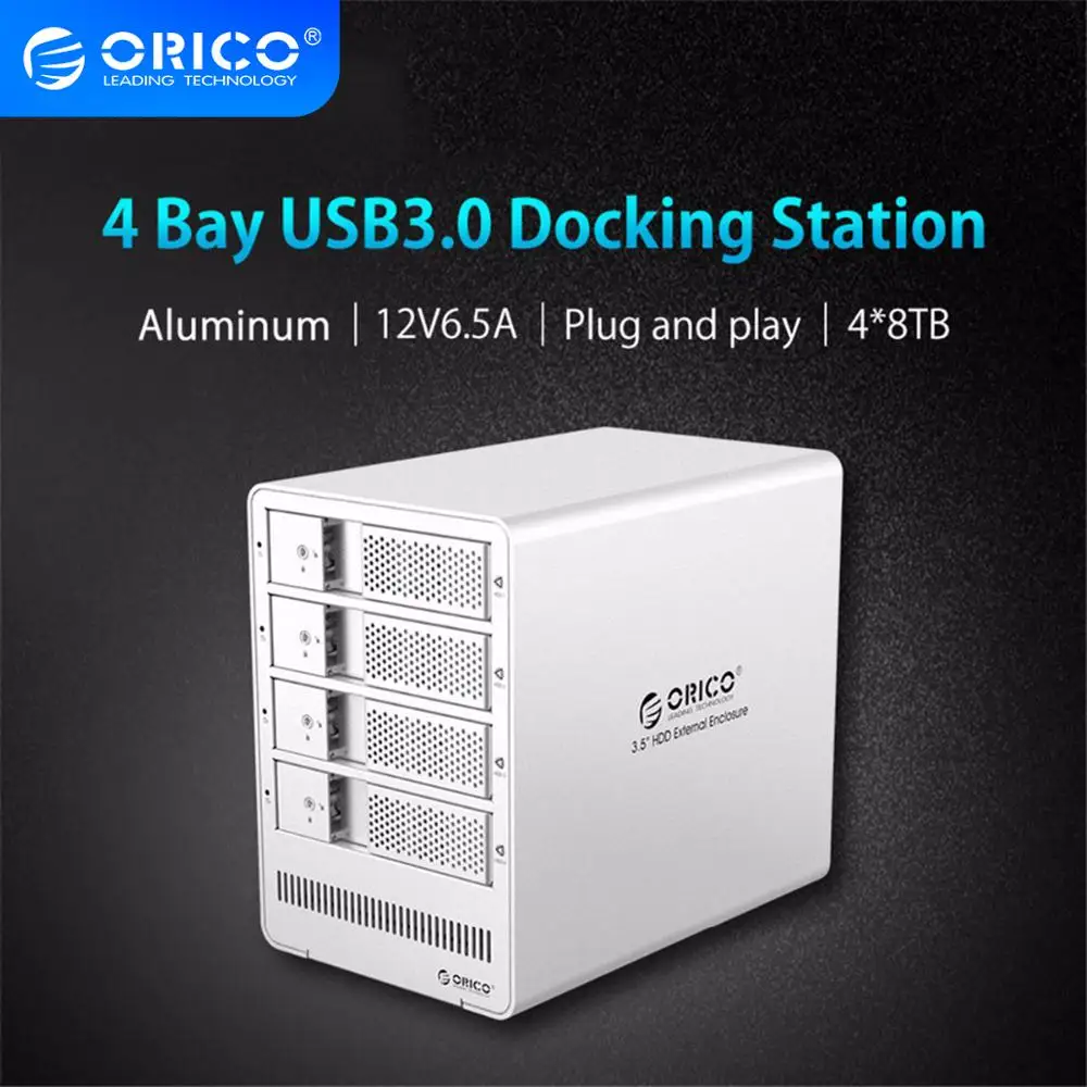 relæ mindre fordampning ORICO 4 Bay 3.5 Inch HDD Enclosure Tool free USB 3.0 to SATA Support 4 x  8TB 4-bay HDD Docking Station Case for Laptop PC