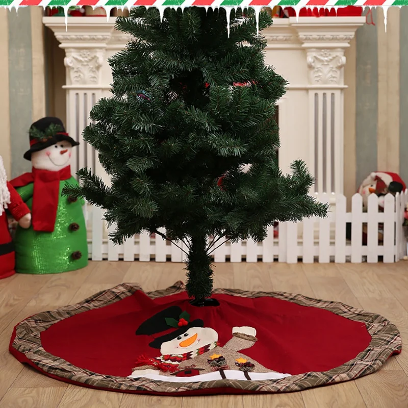 

41 Inch Villus Christmas Tree Skirt with Santa Country Xmas Tree Decorations Tree Skirts Double Layers Holiday Ornaments