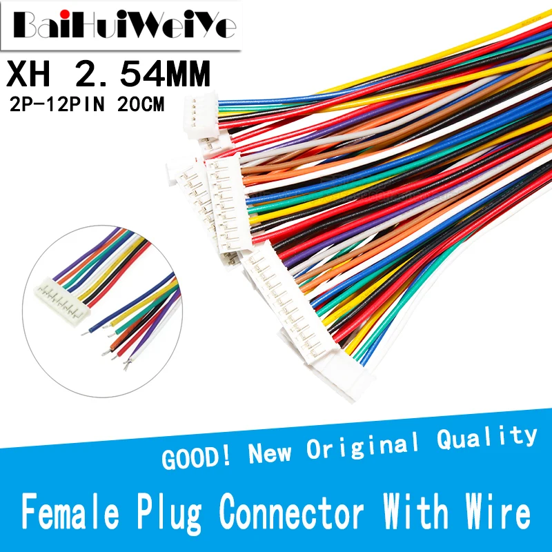 10PCS JST XH 2.54 MM Single Male Plug Connector With Wire Cables 2P 3P 4P 5P 6P 7P 8P 9P10P 11P 12PIN 2.54MM 26AWG 20CM Jst Connectors