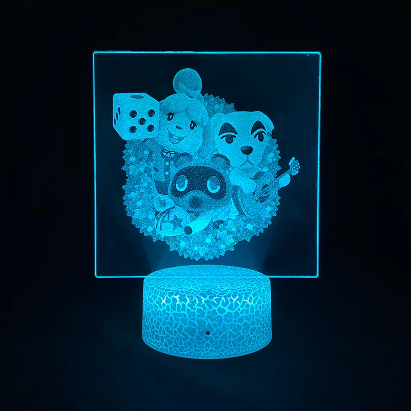 Пересечение животных игра 3D картина Ночной светильник светодиодный USB Батарея RGB