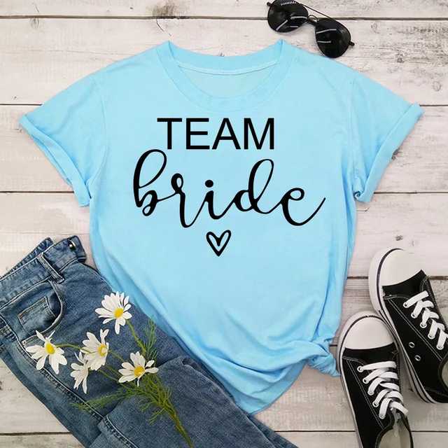 bachelorette team bride t shirt estonian wedding party ulzzang t-shirt cato women's tea bride short women tops drop ship Light blue-3