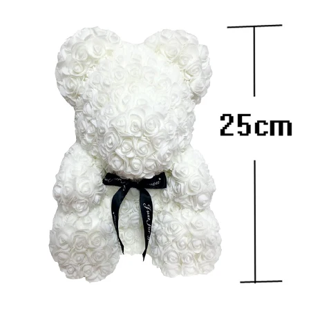 25 см мыло пена медведь розы медведь Роза искусственный год подарки для женщин подарок на день Святого Валентина - Цвет: white-No box