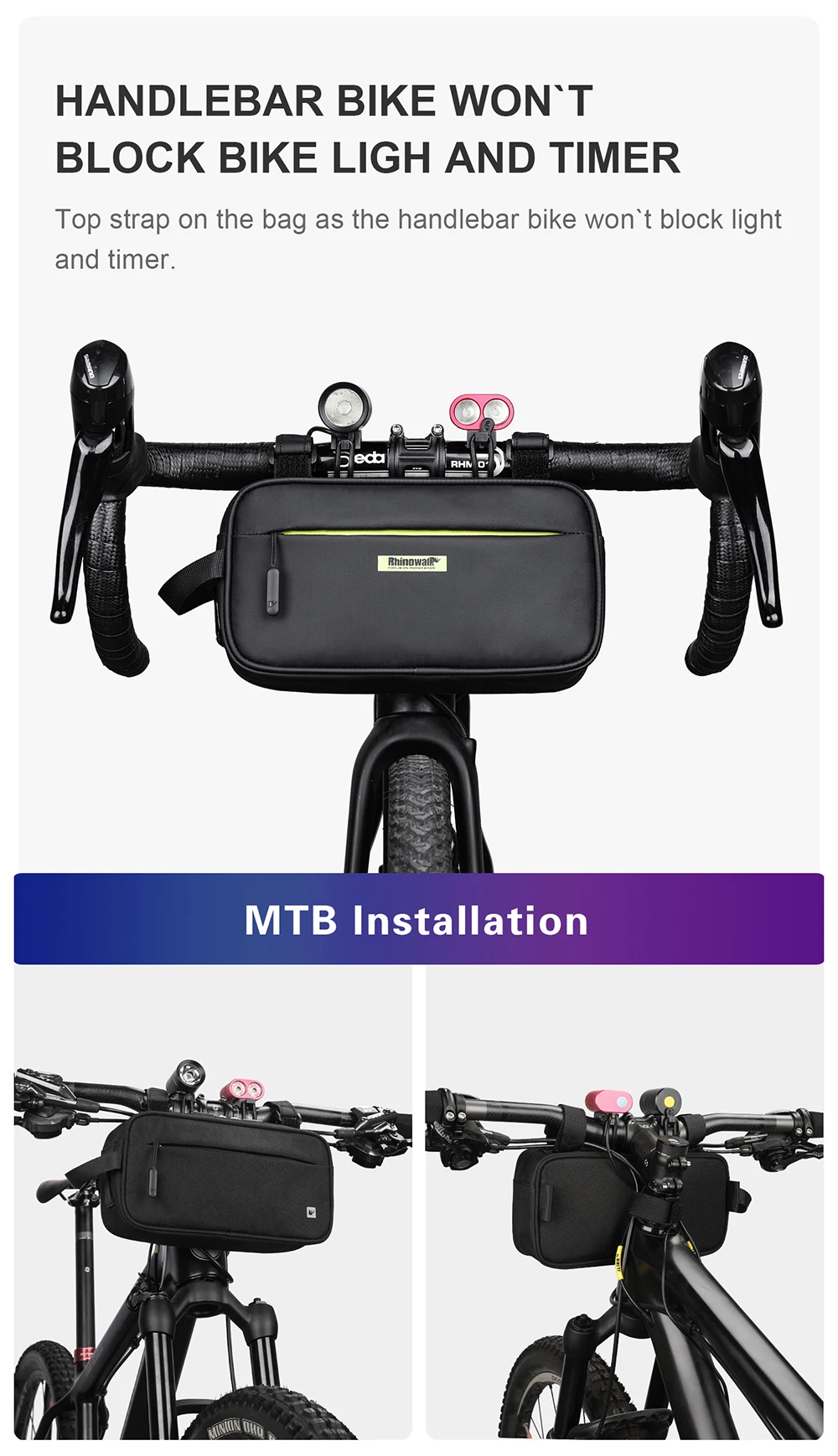 Rhinowalk Bicycle Front Frame Triangle Bag 2.5L Waterproof Handlebar Bike Bag Multifunction for mountain Bike Cycling Waist Bags (11)