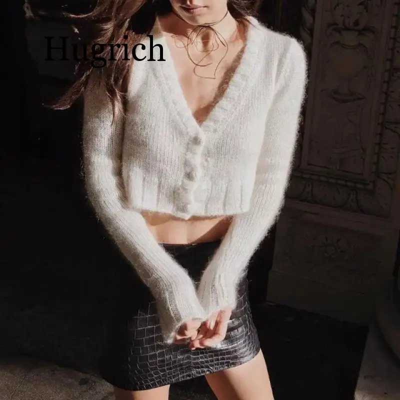 

Elegant knitting white cardigan female Casual v neck cardigan knitted jumper 2020 warm winter sweater women cardigan new