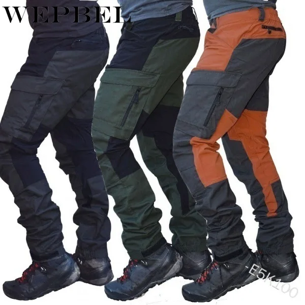 WEPBEL Men's Pants Straight Fashion Motorcycle Casual High Waist Multi-Pockets Casual Full Length Pants WEPBEL Men's Pants Straight Fashion Motorcycle Casual High Waist Multi-Pockets Casual Full Length Pants