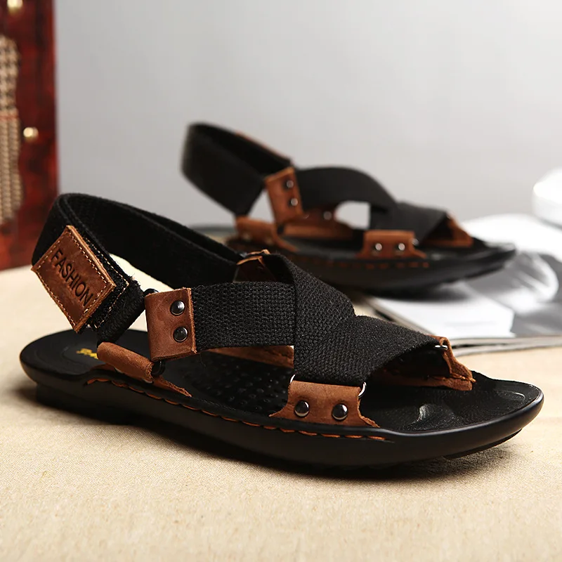 

Beach Men Summer 2019 Fashion Casual Trendy Shoes Anti-slip Comfortable MEN'S Leather Shoes Students Sandals