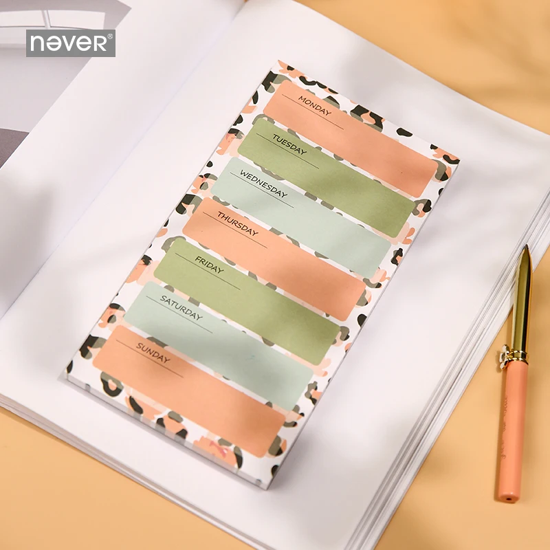 Never Leopard Grain Series милый блокнот Еженедельный планировщик Kawaii бумага для бизнеса и