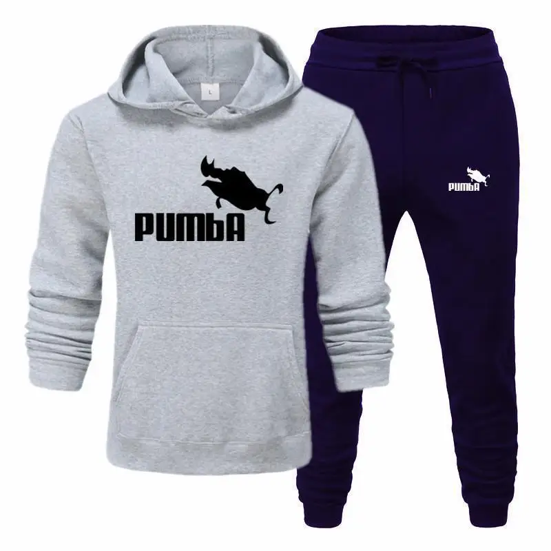 Брендовый спортивный костюм Pumba, Мужские Термо спортивные комплекты, флисовая плотная толстовка с капюшоном+ штаны, спортивный костюм, повседневные толстовки, спортивный костюм