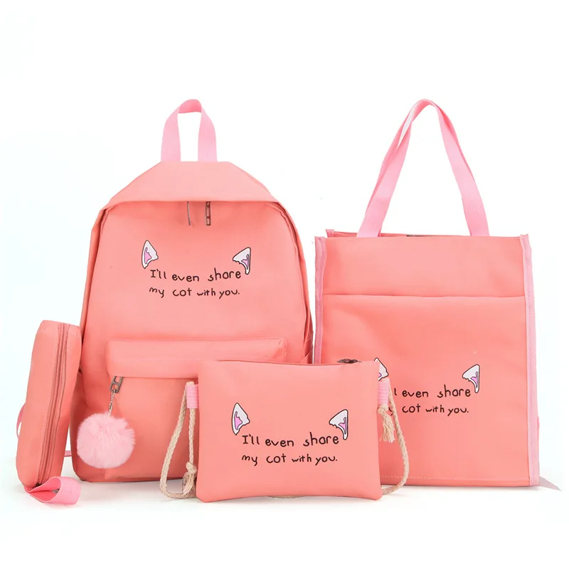 4 шт./компл. школьные рюкзаки для девочек подростков с принтом кошки многоцветные