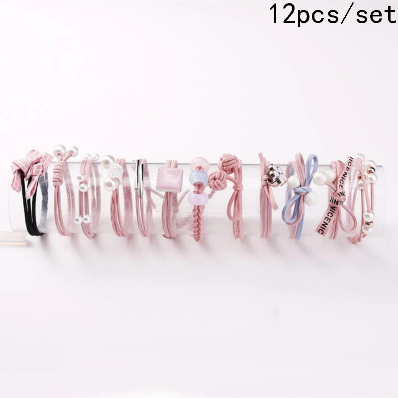 set 3 8/12/16/20/25 шт. Для женщин; обычная блузка для девочек; платье с жемчужинами; резинка для волос, обтянутая тканью; трикотажные резинки для волос хвост держатель повязки для волос аксессуары для волос комплект - Цвет: set 3