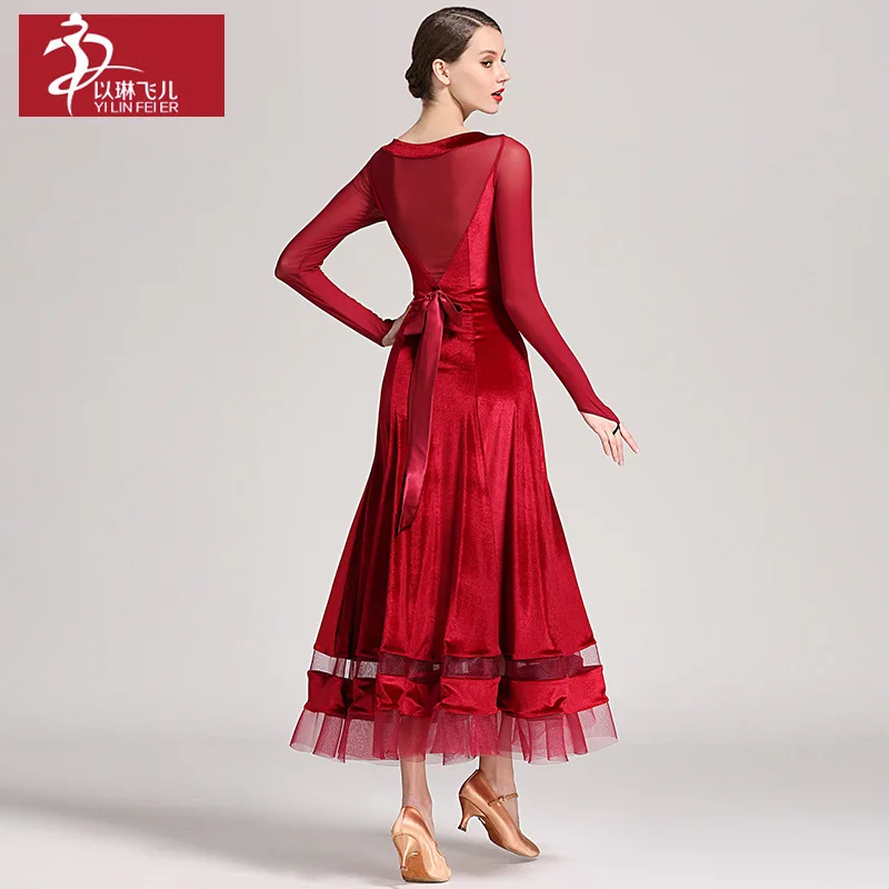 Бальное танцевальное платье блестящее нежное бархатное Современная Танцевальная юбка S9048 GB танцевальный костюм