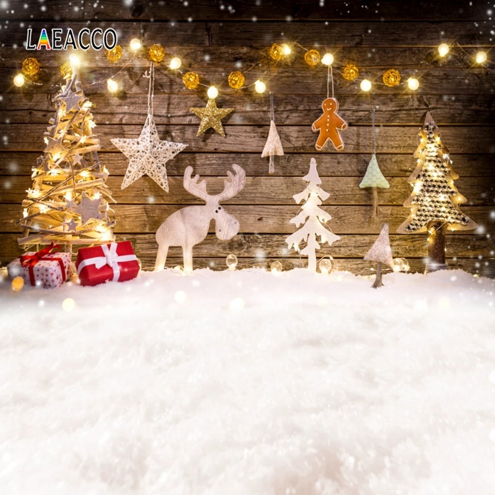 Laeacco Рождественский Фотофон дерево деревянная доска звезда Олень Детские Фото фоны фотографии фоны для фотостудии Фотостудия