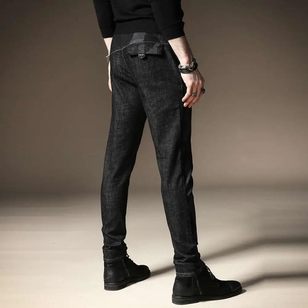 new fashion men's male casual Original camouflage jeans men plus velvet autumn stitching pants male Slim Korean