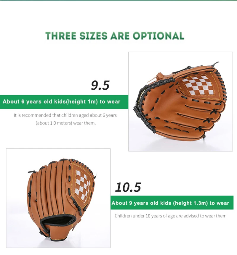 Три цвета бейсбольная перчатка Софтбол тренировочное оборудование Размер 9,5/10,5/11,5/12,5 левая рука для взрослых мужчин и женщин тренировочный софтбол