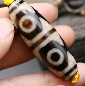 

Energy Magic LKbrother Talisman Treasure mMagic Power Energy Tibetan Old Agate 6 eye Tiger-tooth dZi Bead 60*20MM