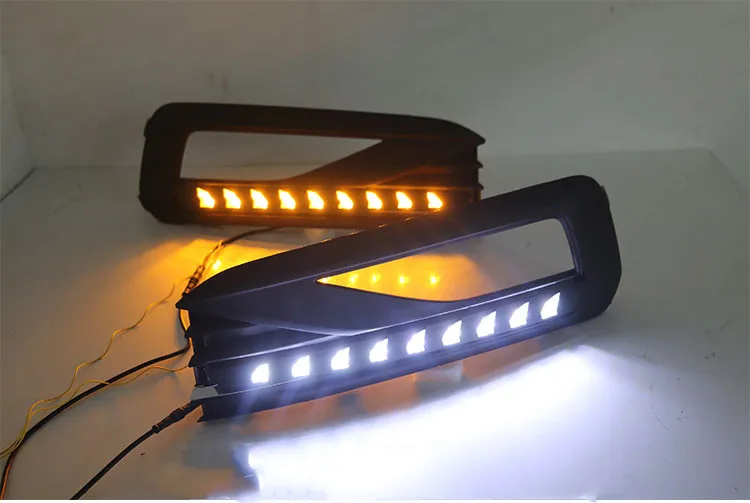 EOsuns led drl Дневной ходовой светильник для Volkswagen Lavida- с динамическим движущимся желтым поворотником и синим ночным светильник