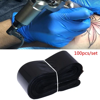 

100Pcs Disposable Tattoo Machine Clip Cord Hook Sleeve Bags Black Plastic Hygiene Cover Tattoo Accessories Tattoo hook line set