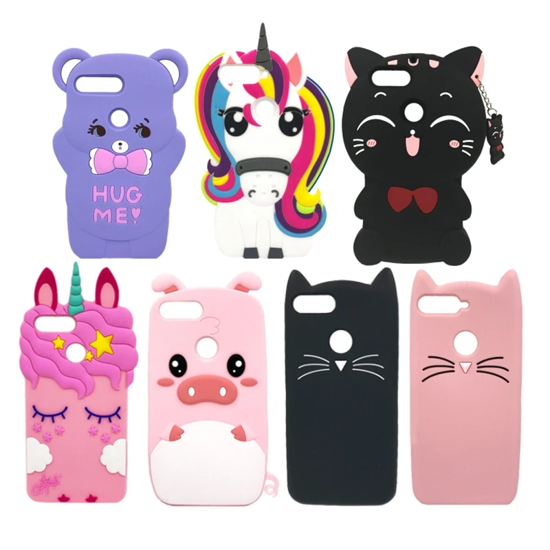 Симпатичная 3D сумка с единорогом кошкой для Huawei Y6 2018 / Prime силиконовый чехол Coque Funda