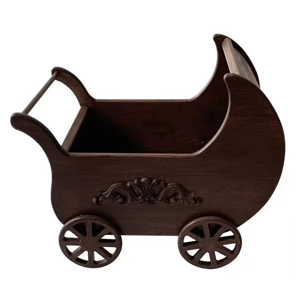 Твердая деревянная Ретро коричневая детская коляска для новорожденных Фотография реквизит Европейский Стиль коляска