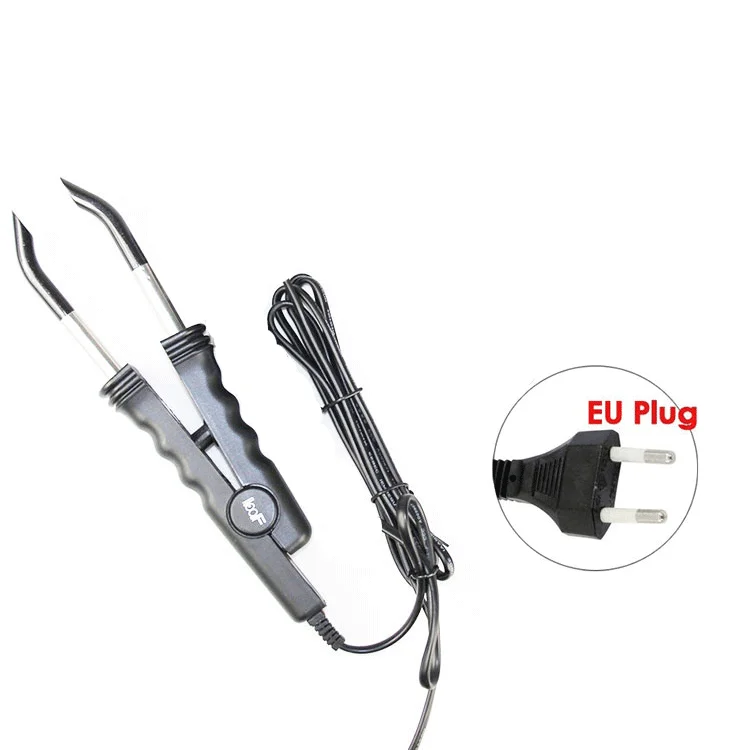 Hair Extension Iron Keratin Bonding Tools Hair Extension Fusion Iron Tool For U/V/Flat Tip Human Hair Extension Connector - Цвет: Black-EU Plug