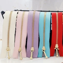 Set of 5 Gold Metal Zippers in Various Lengths for Sewing and Craft Projects (Mixed colors 1)