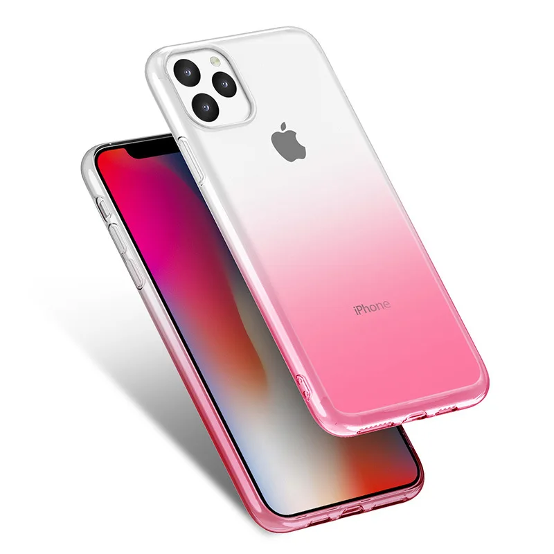 100 шт цветной градиентный Мягкий ТПУ силиконовый гелиевый чехол для iPhone 11 Pro Max XS XR X 8 7 6 6S Plus ультратонкий противоударный чехол