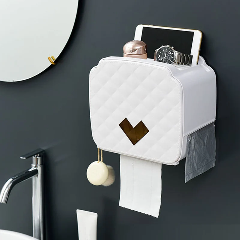 white Настенный держатель для туалетной бумаги коробка для хранения туалетной бумаги лоток Водонепроницаемый Ванная коробка для рулона салфеток бумажная трубка органайзер для ванной комнаты - Цвет: white